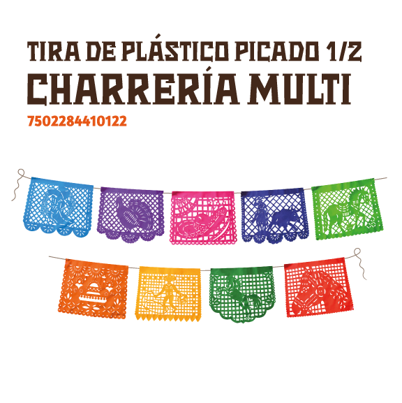 3 TIRAS PLASTICO PICADO 1/2 CHARRERIA MULTI