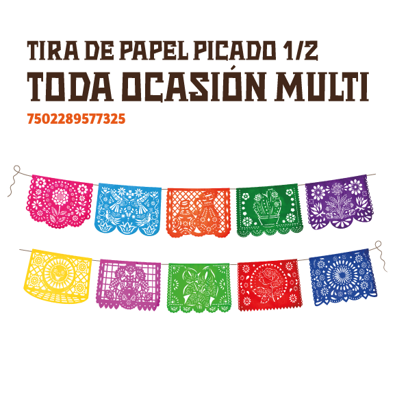 3 TIRAS PAPEL PICADO 1/2 TODA OCASIÓN