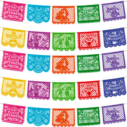 TIRA DE PAPEL PICADO 1/2 5 DE MAYO MULTICOLOR