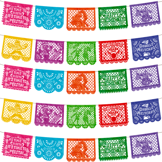 TIRA DE PAPEL PICADO 1/2 5 DE MAYO MULTICOLOR