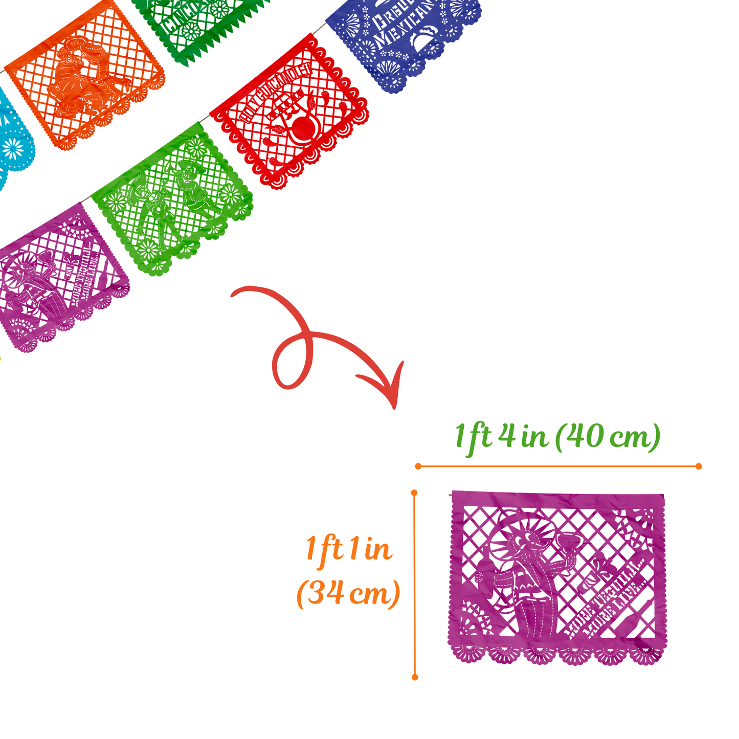 TIRA DE PAPEL PICADO 1/2 5 DE MAYO MULTICOLOR