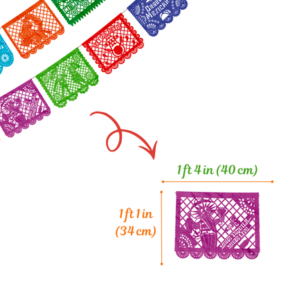TIRA DE PAPEL PICADO 1/2 5 DE MAYO MULTICOLOR