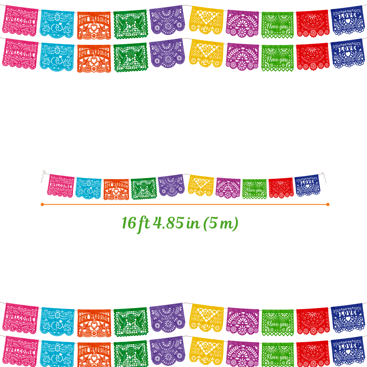 TIRA DE PAPEL PICADO 1/2 BODA MULTI
