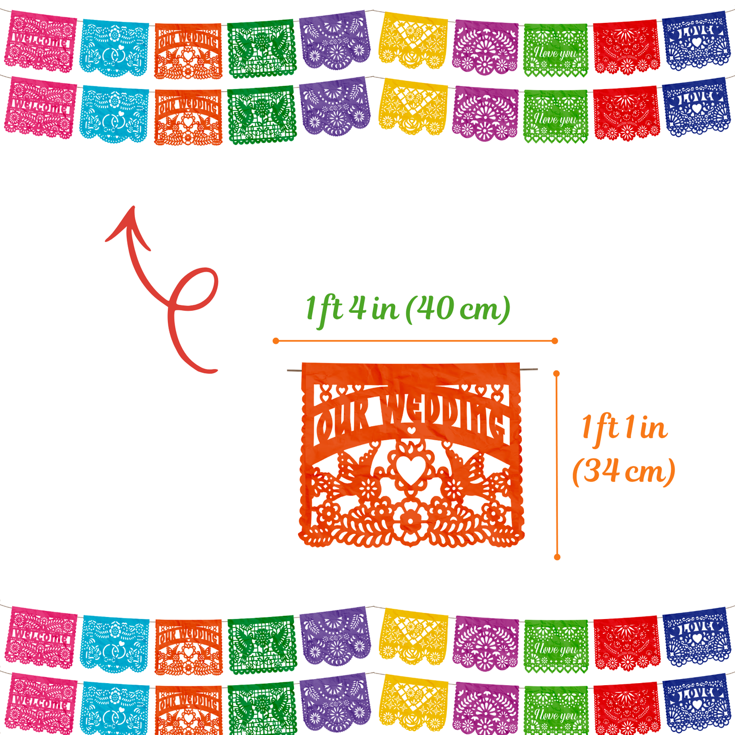 TIRA DE PAPEL PICADO 1/2 BODA MULTI