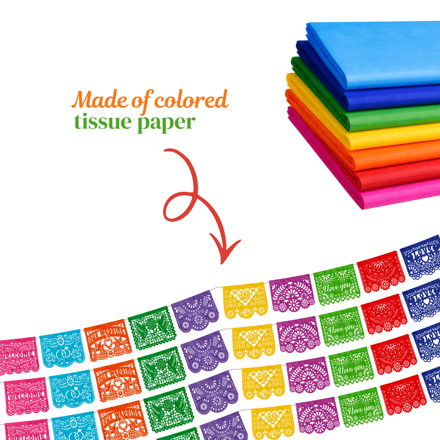 TIRA DE PAPEL PICADO 1/2 BODA MULTI