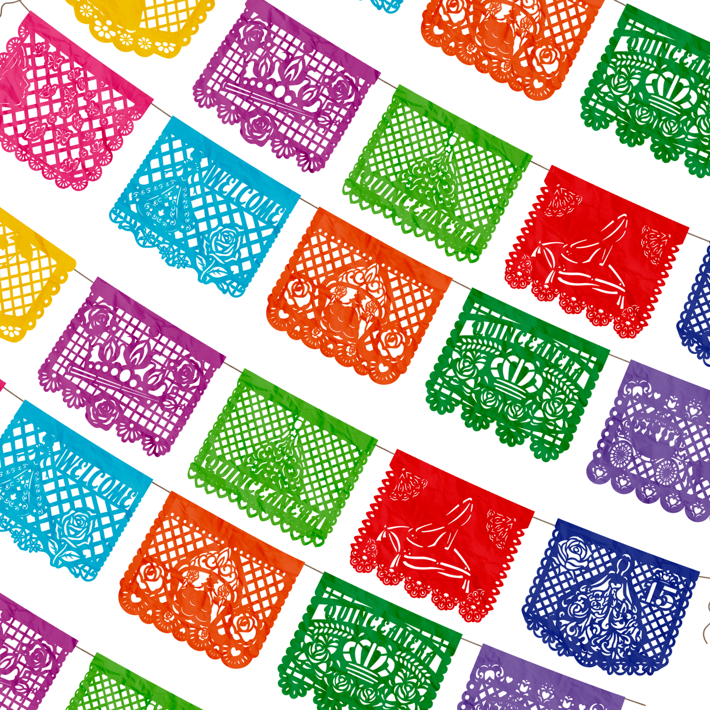 TIRAS DE PAPEL PICADO 1/2 15 AÑOS MULTI