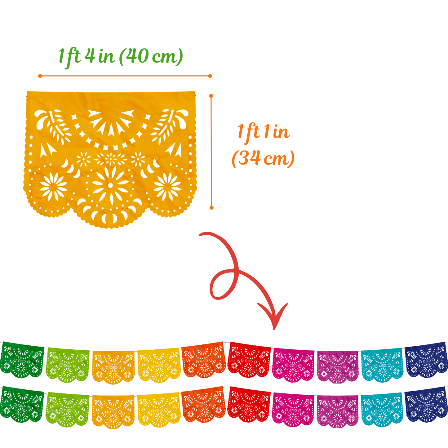 TIRA DE PAPEL PICADO 1/2 DESTELLO MULTI
