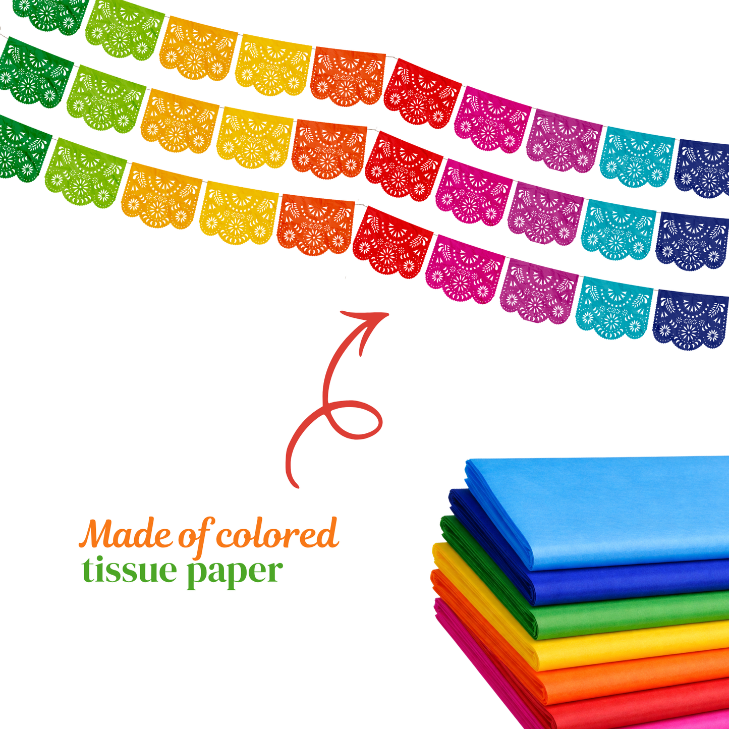 TIRA DE PAPEL PICADO 1/2 DESTELLO MULTI
